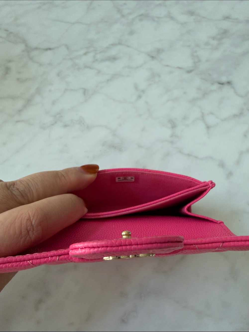 CHANEL Pink Quilted Flap Card Holder with Gold CC Hardware - Picture 7 of 8